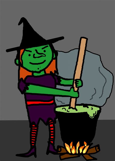 Stirring witch cauldronn